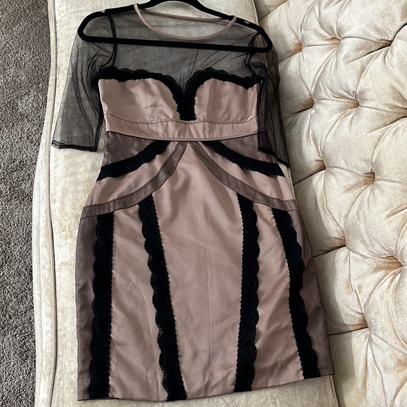 Vintage ASOS Champagne color satin and lace cocktail dress Y2K - Picture 9 of 9